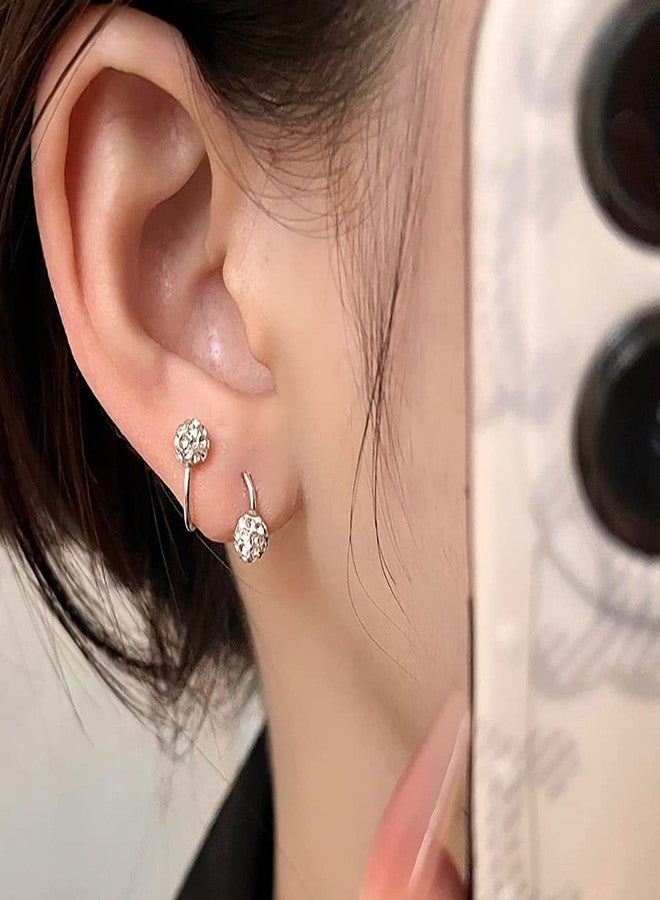 Izpack Full of Crystal Ball Cuffs Twist Climber Earrings Hypoallergenic 925 Sterling Silver for Women Cubic Zirconia Cartilage Pierced Crawler Wrap Huggie Studs Helix Earring Shamballa Inspired Fashion Jewelry Birthday Gifts - Image 3